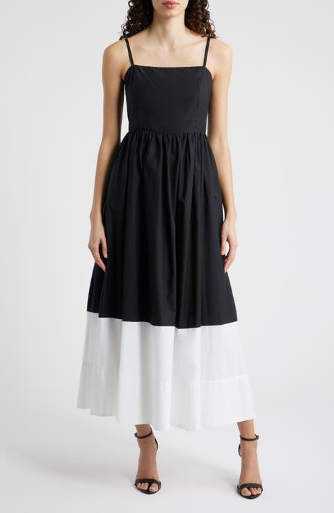 Colorblock Fit & Flare Midi Dress