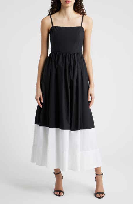 Colorblock Fit & Flare Midi Dress