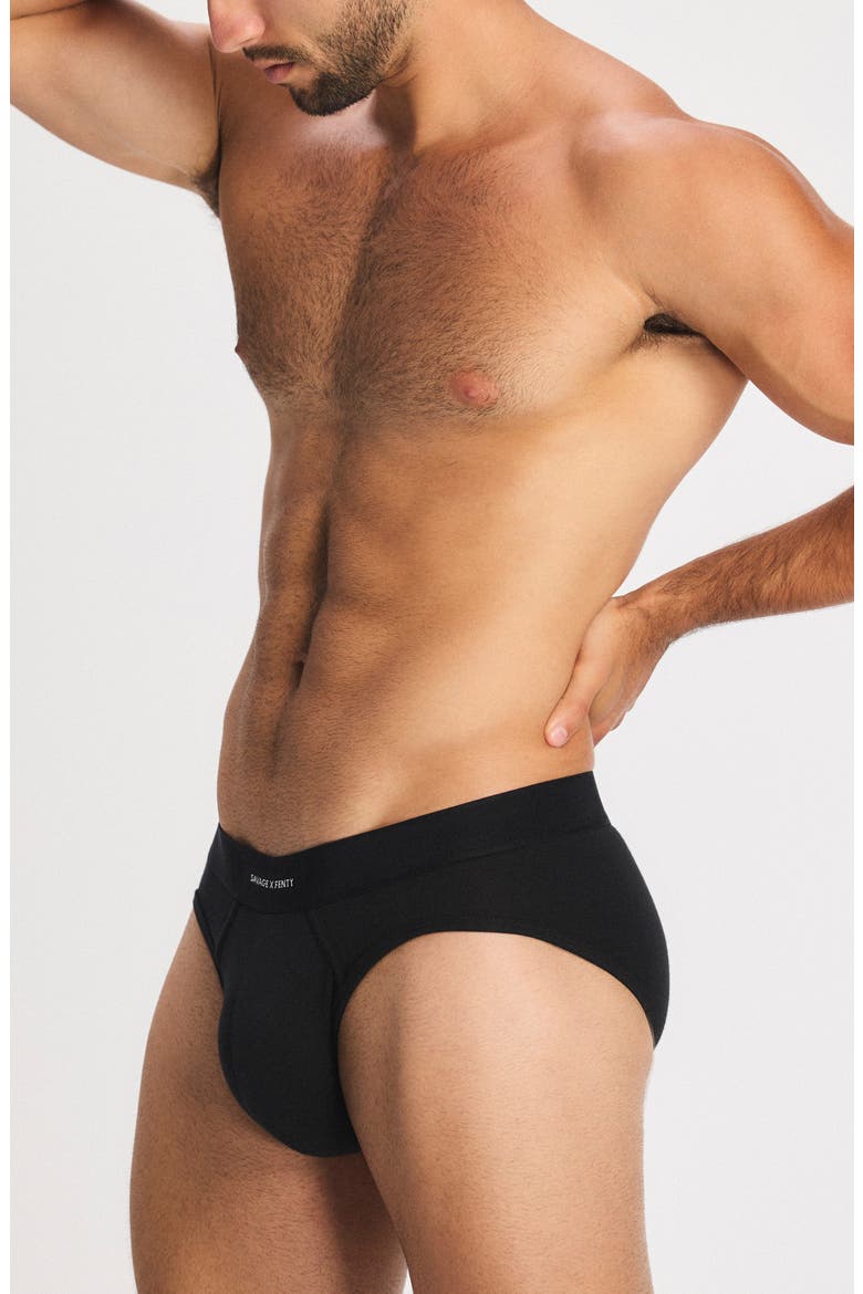 Savage X Cotton Blend Briefs, Alternate, color, BLACK CAVIAR