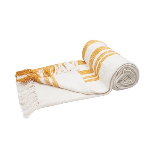 Carol & Frank 50" X 60" Morgan Tasseled Woven Throw In Yellow