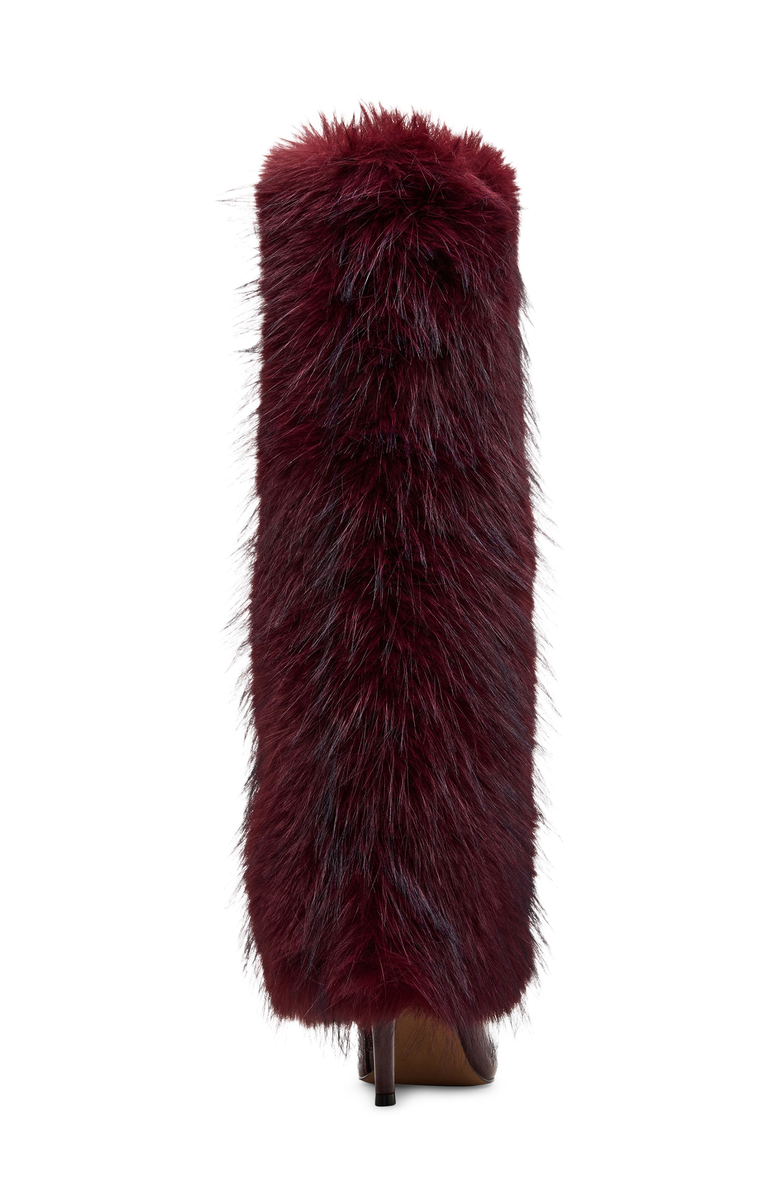 Icon Faux Fur Knee High Boot, Alternate, color, BURGUNDY