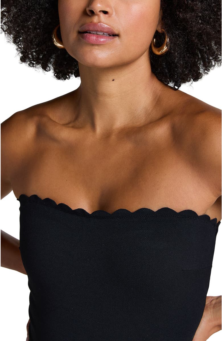 Hunkemöller Bandeau Scallop Swimsuit, Alternate, color, Caviar