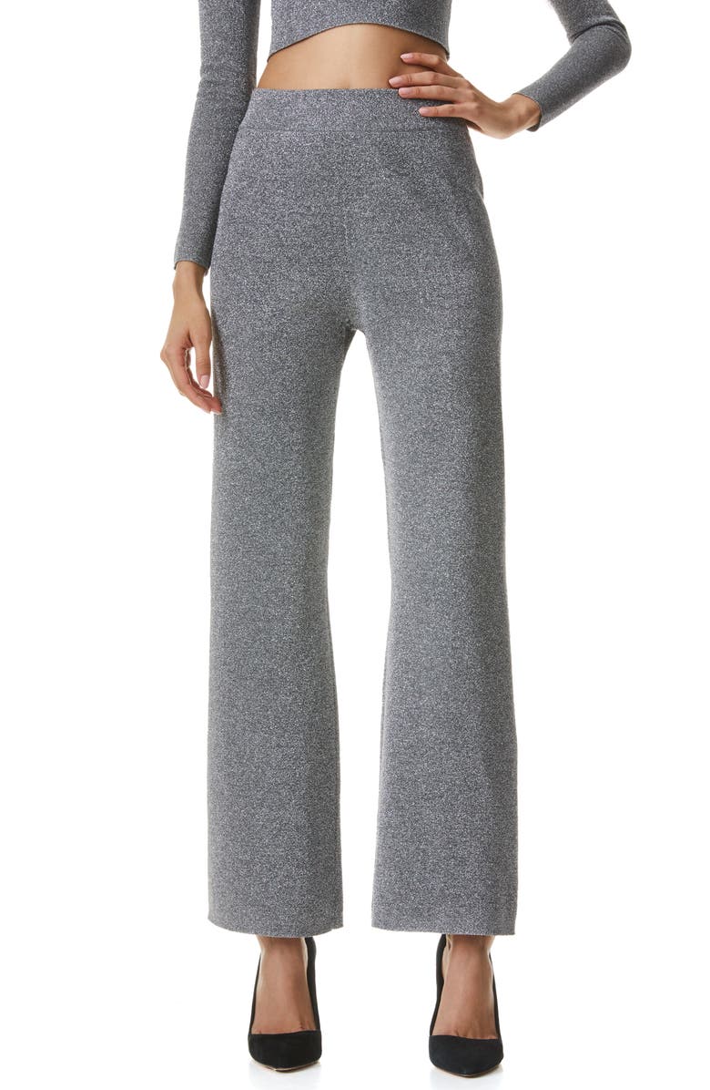 Alice + Olivia Charlize Metallic Wool Blend Wide Leg Pants, Alternate, color,
