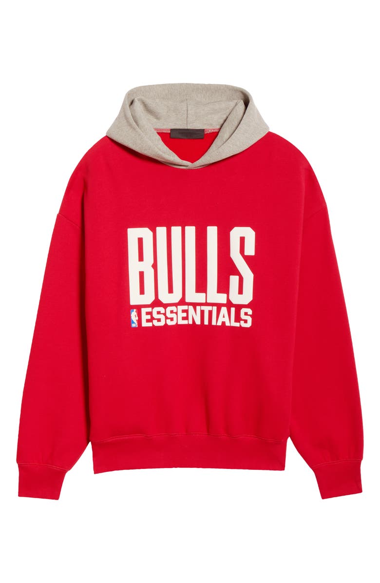Fear of God Essentials x NBA Bulls Sports Fit Hoodie, Alternate, color, Red/ Concrete Heather
