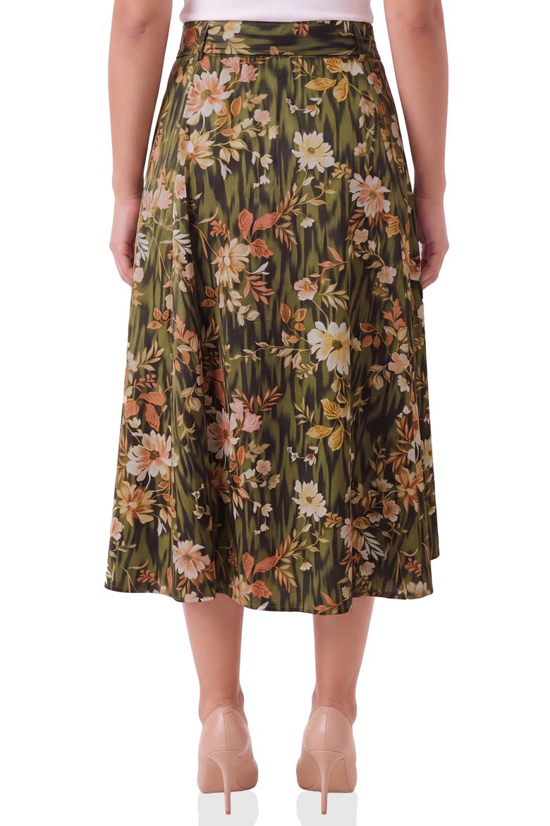 Belted Midi Skirt, Alternate, color, OLIVE ANIMAL FLORAL