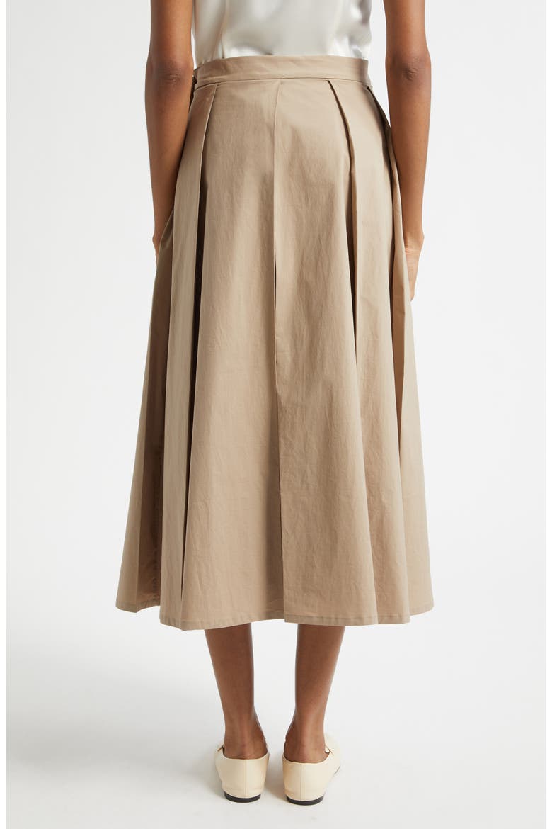 Dune Pleated Stretch Cotton Poplin Skirt, Alternate, color, TAN