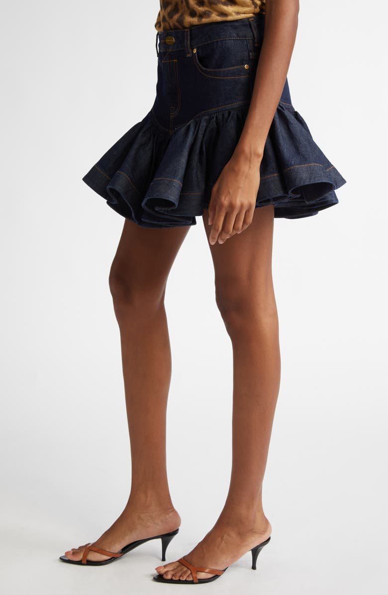 Zimmermann Frill Denim Miniskirt, Alternate, color, 