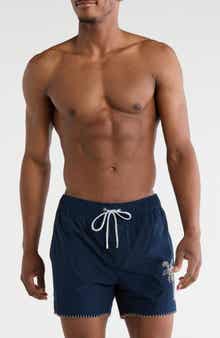 Embroidered Palm Volley Swim Shorts