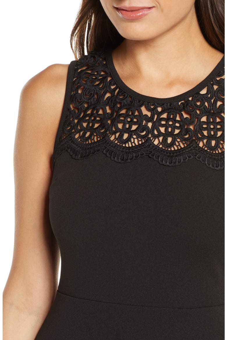 According to Love Lace Skater Dress, Alternate, color, BLACK