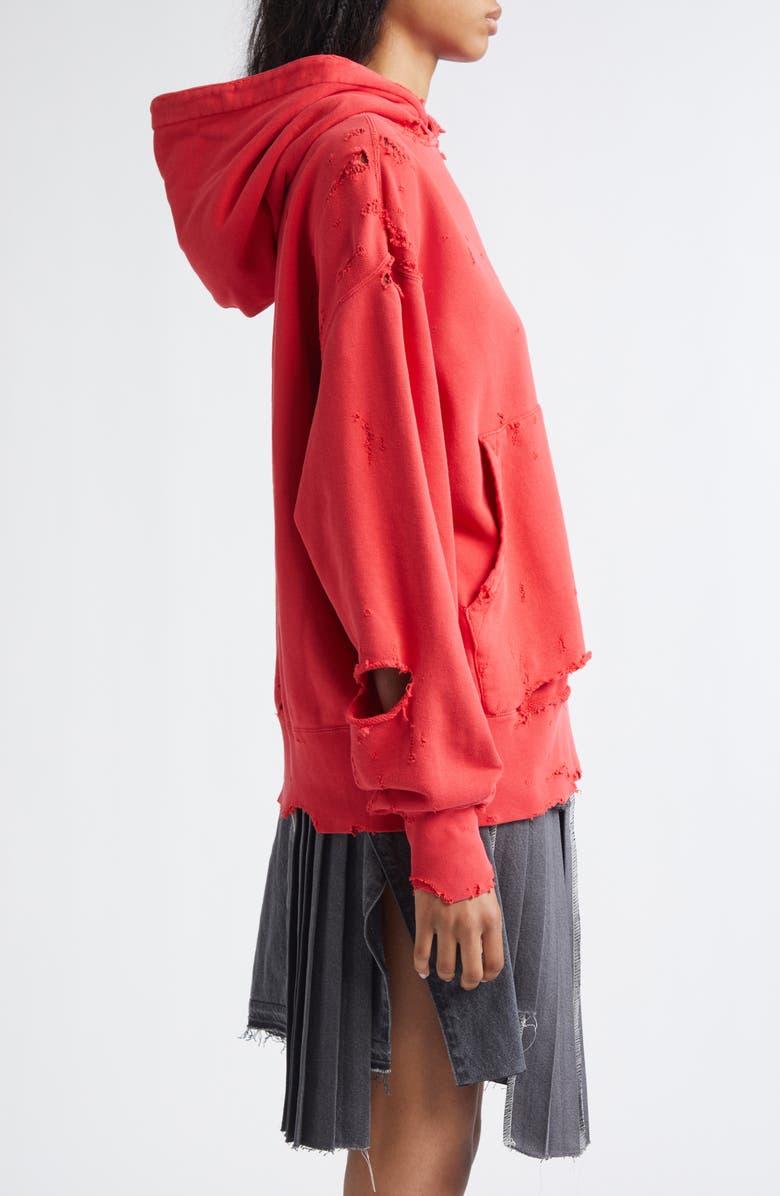 KURO More Damage Rip & Repair French Terry Hoodie, Alternate, color, Red