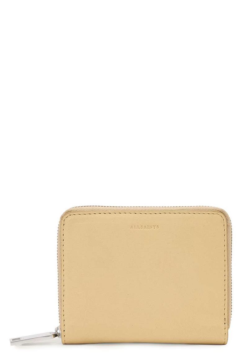Lena Hex Leather Zip Wallet, Main, color, MELLOW YELLOW