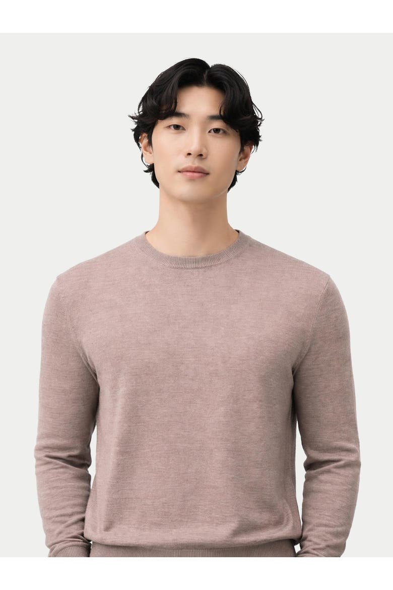 Cashmere Silk C-Neck Sweater, Alternate, color, timber wolf