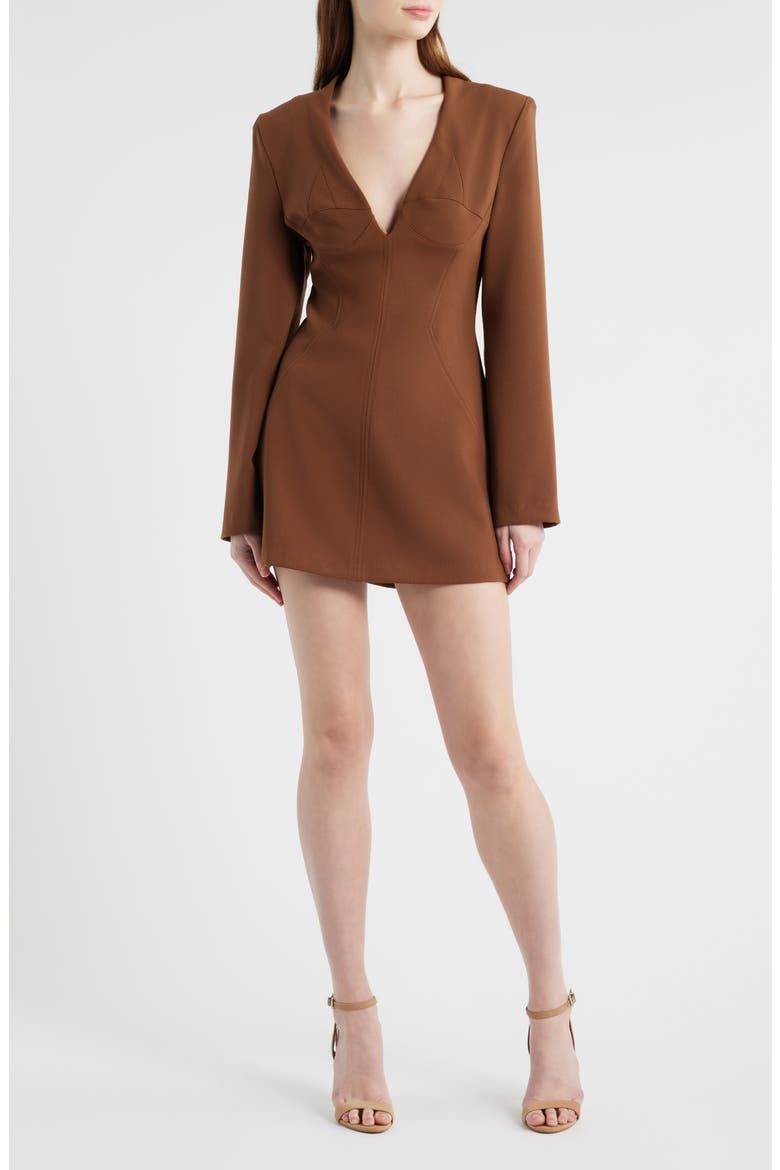 Kenna Long Sleeve Minidress, Main, color, MOCHA