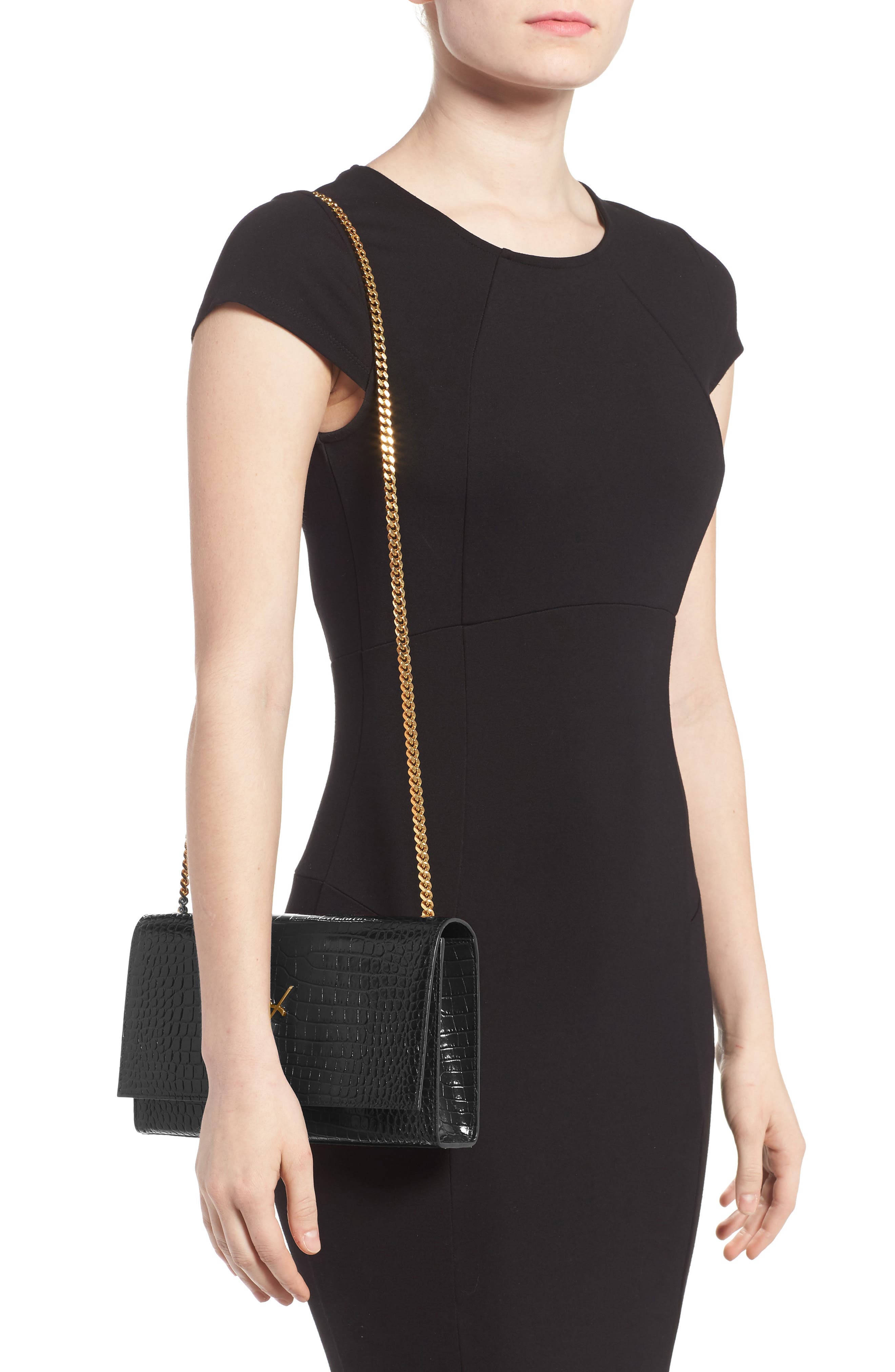 Saint Laurent Medium Kate Leather Shoulder Bag, Alternate, color, 