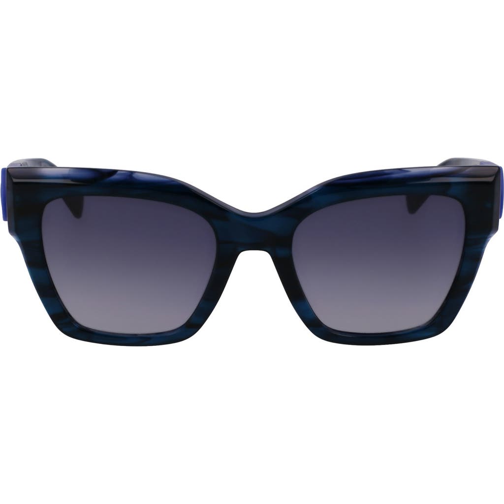 Longchamp Medallion 52mm Modified Rectangular Sunglasses In Striped Blue