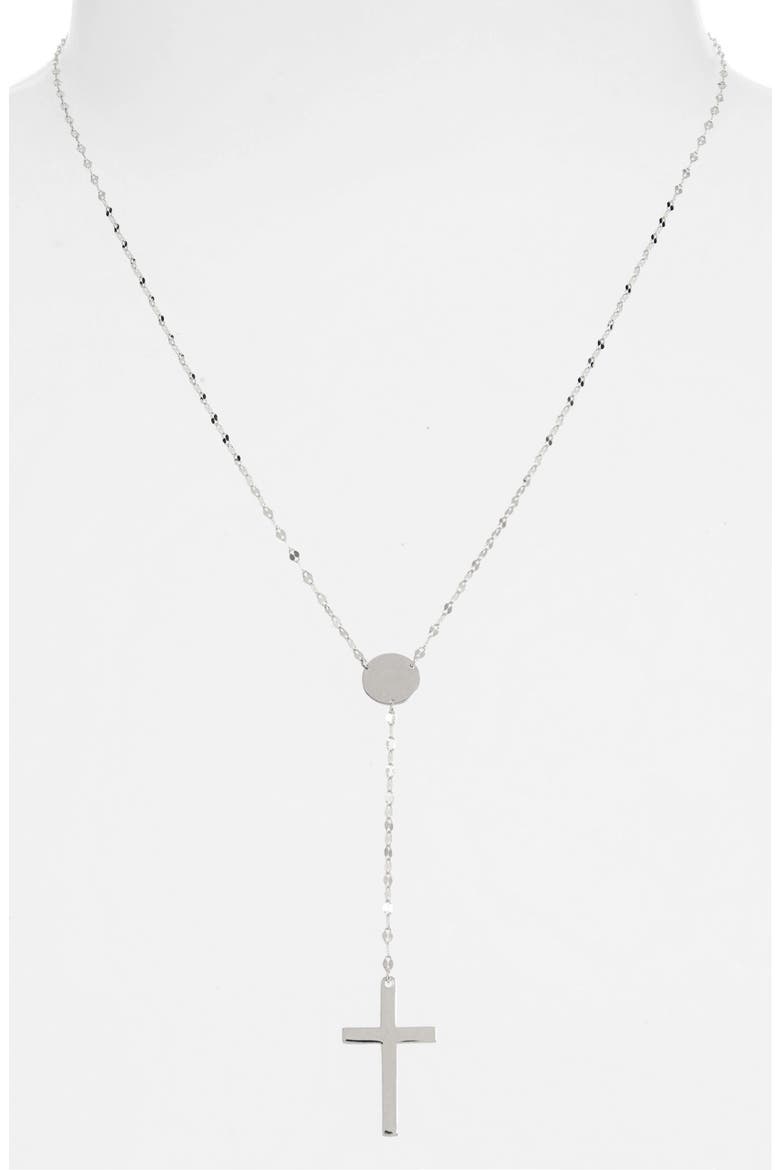 14K Gold Crossary Y-Necklace, Alternate, color, WHITE GOLD