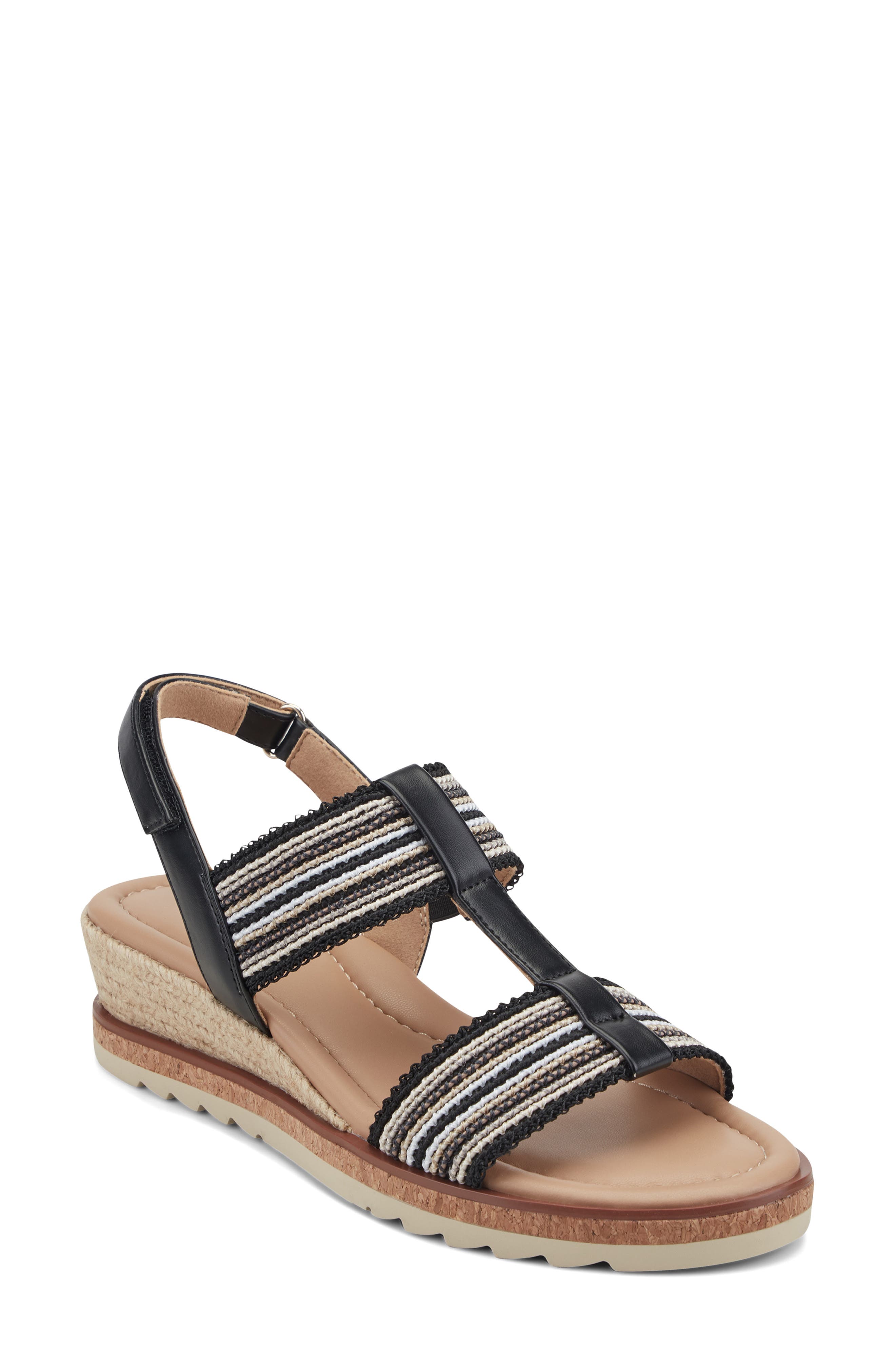 Easy Spirit Selene Wedge Sandal, Main, color, Black