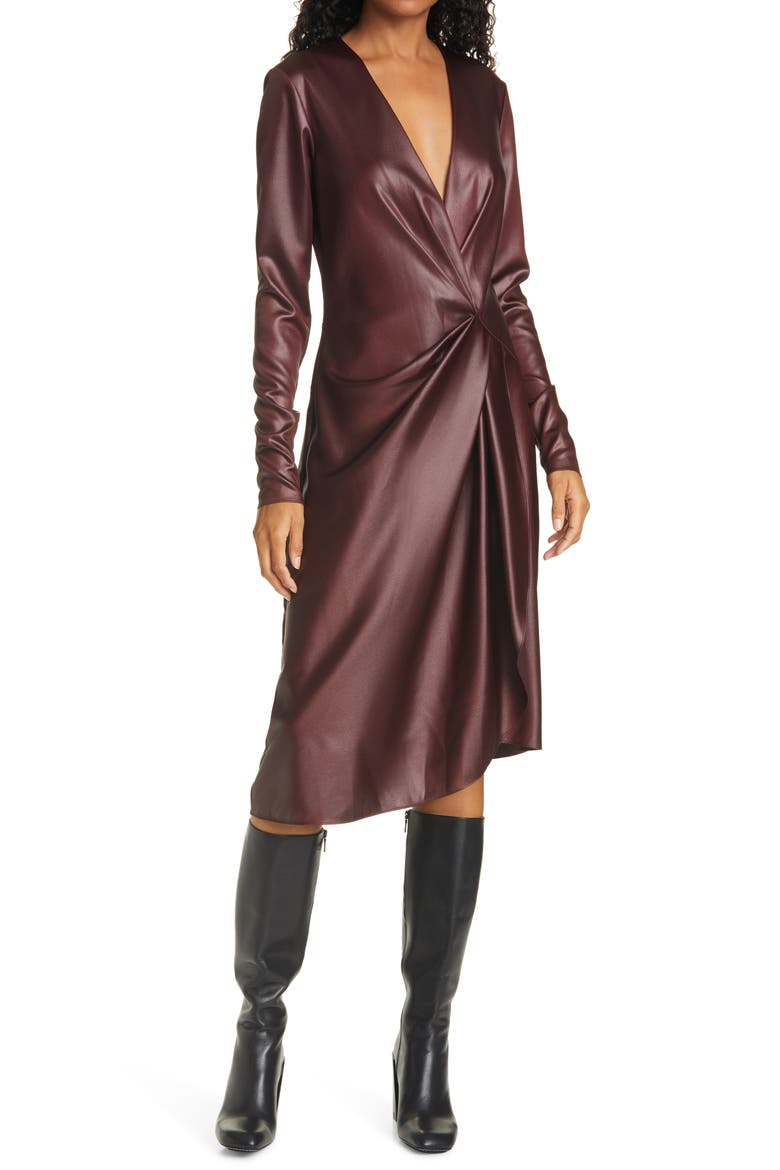 McKenzie Faux Leather Dress, Main, color, BURGUNDY