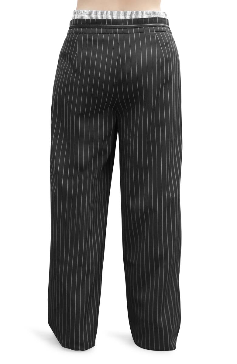 Madden Girl Boxer Waistband Pinstripe Dress Pants, Alternate, color, Black / White Stripe