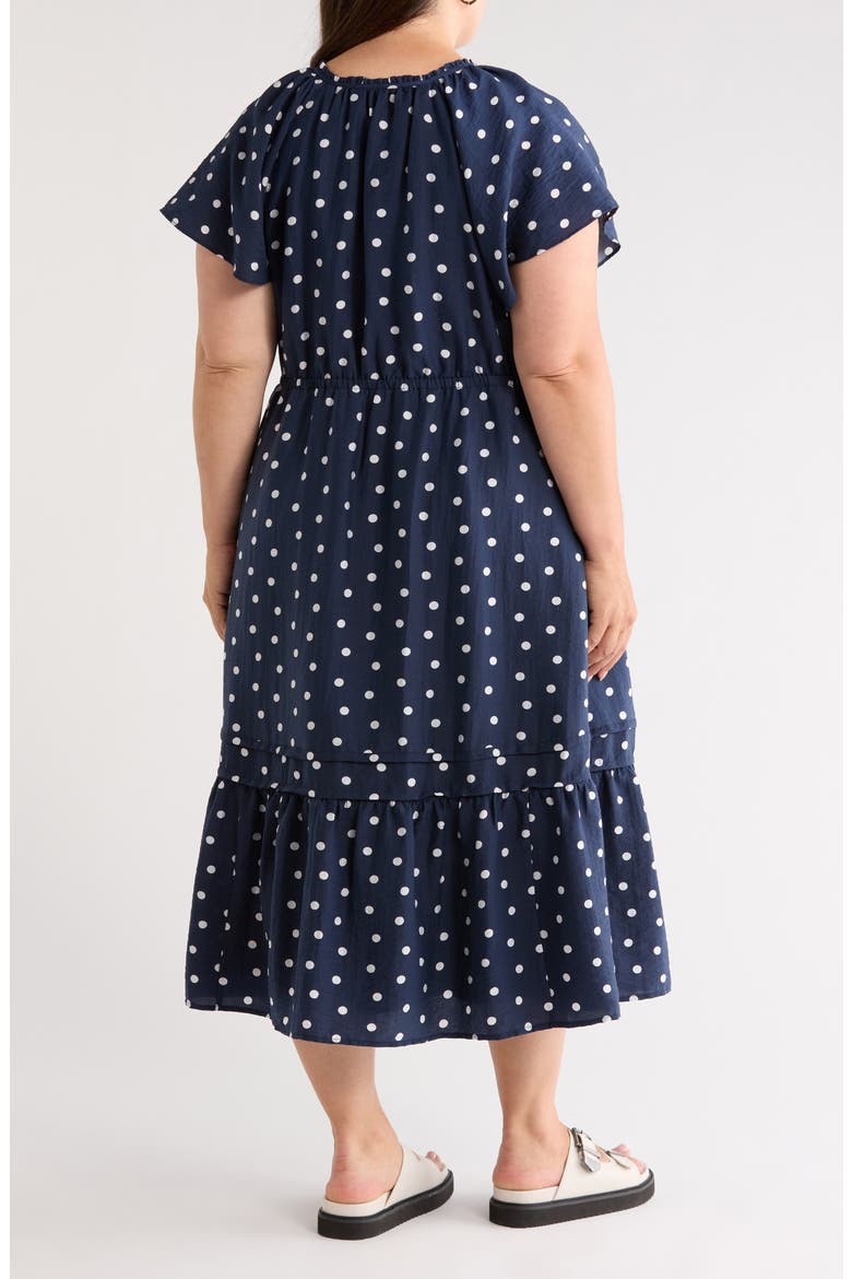 Flutter Sleeve Tiered Dress, Alternate, color, NAVY STILL- WHITE TOSS DOT