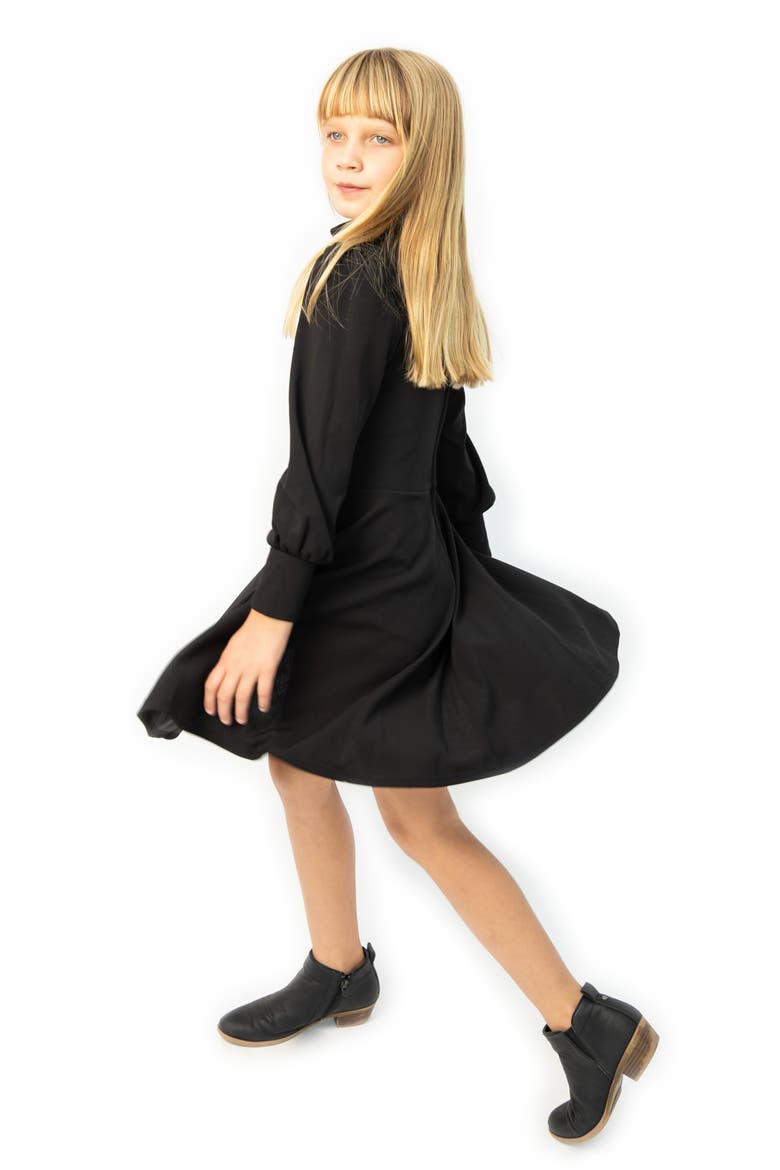 Mock Neck Skater Dress, Alternate, color, BLACK