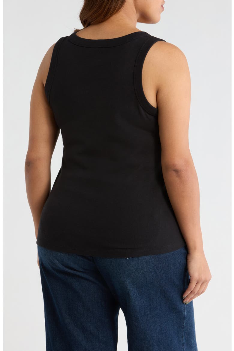 Scoop Neck Rib Cotton Tank, Alternate, color, BLACK