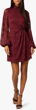 Adrianna Papell Long Sleeve Lace Minidress