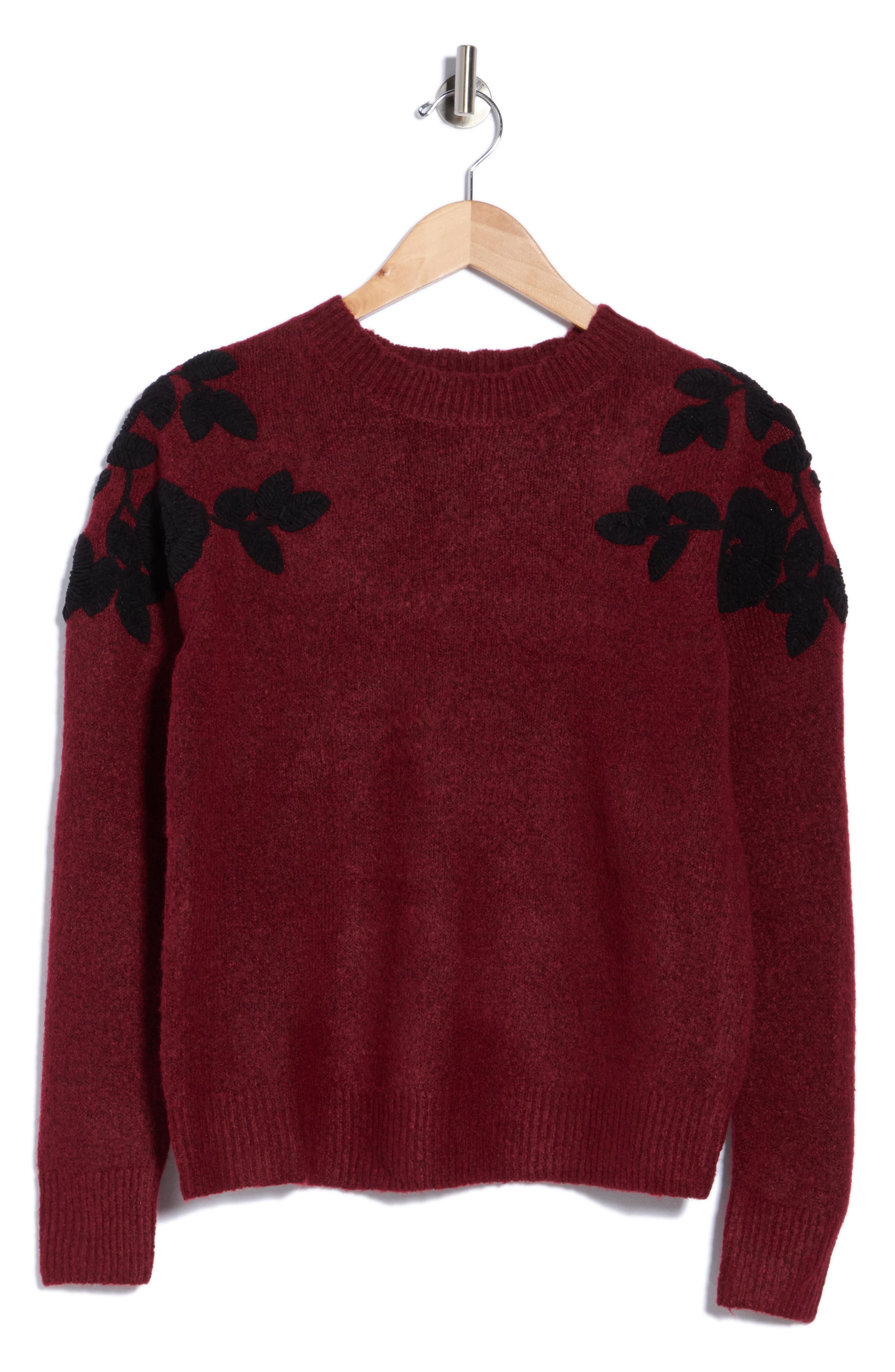Embroidered Sleeve Crewneck Sweater