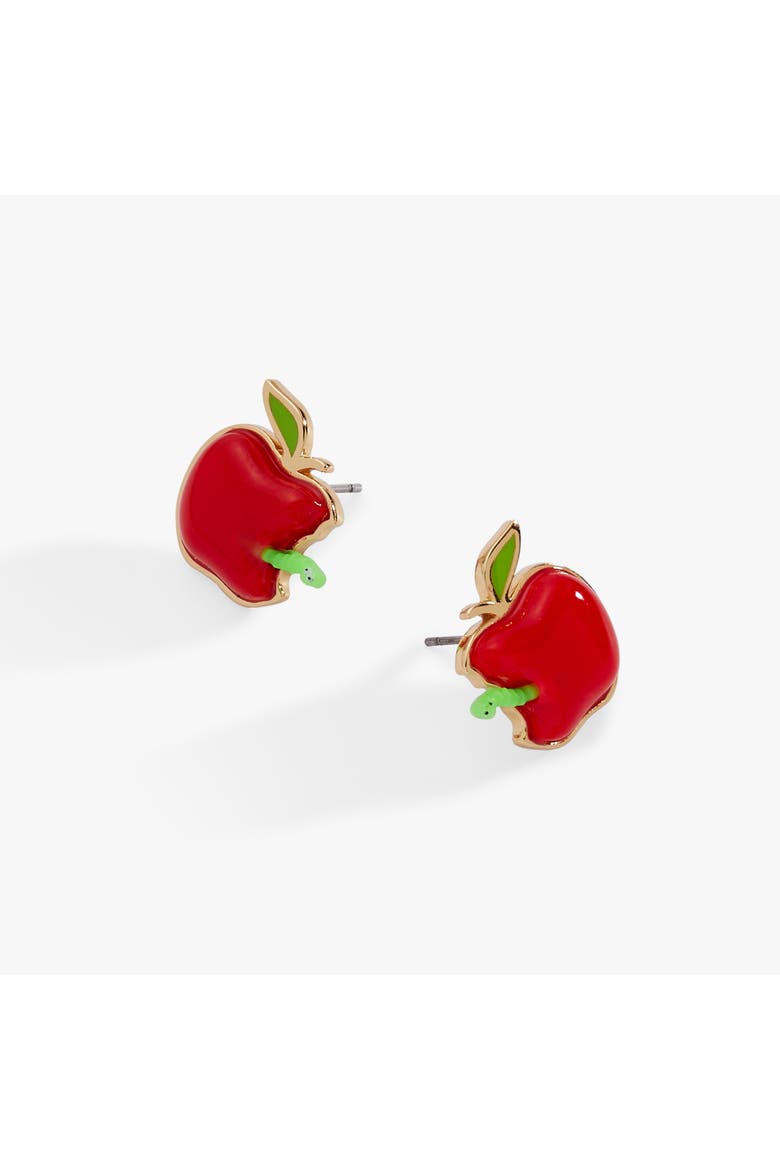 Apple Stud Earrings, Alternate, color, Gold