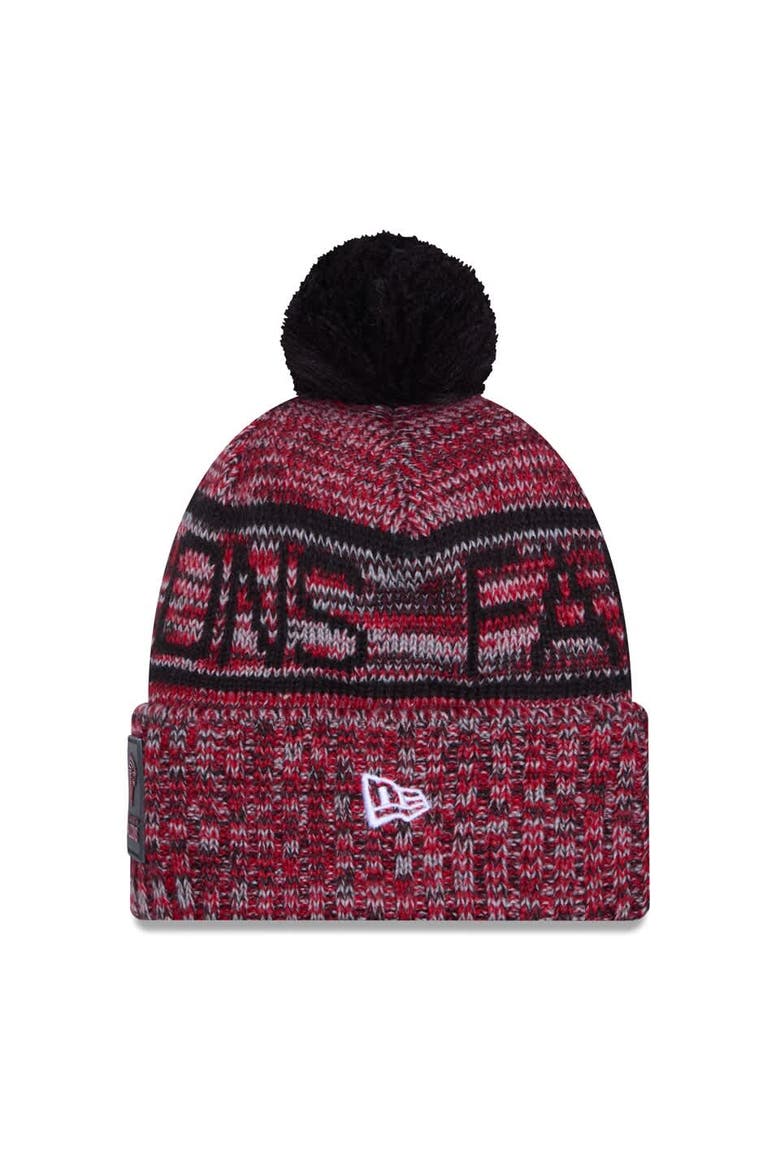 Men's New Era Red Atlanta Falcons 2025 Sideline Cold Weather Cuffed Knit Hat with Pom, Alternate, color, Red
