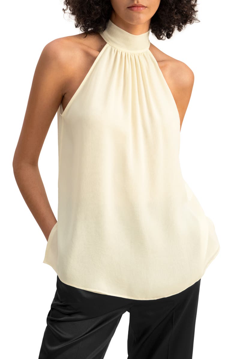 Lilysilk Silk Georgette Halter Neck Top, Main, color, Lily White