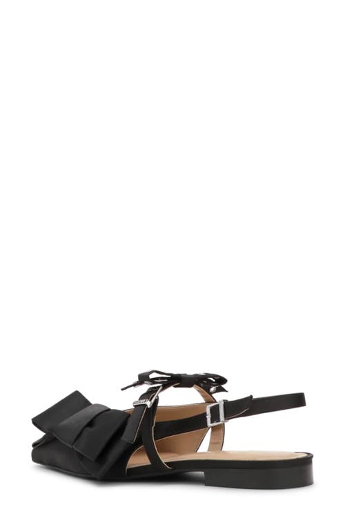 Ganni Big Bow Slingback Pointed-toe Flats In Black