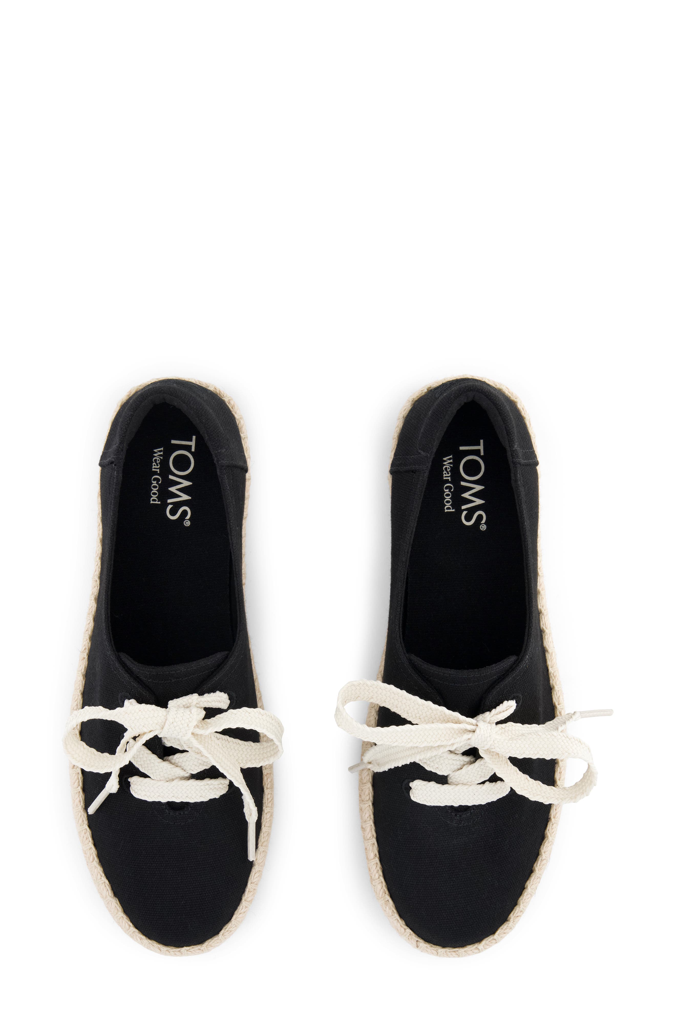 TOMS Valencia Lace-Up Platform Espadrille, Alternate, color, Black