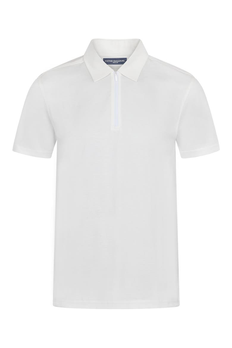 Pima Cotton Knit Zip Polo, Alternate, color, WHITE