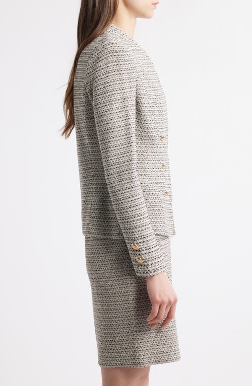 Ming Wang X Tanya Foster Tailored Fit Tweed Jacket In Brown