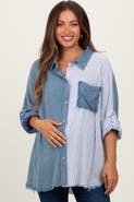 PinkBlush Colorblock Stripe Oversized Button Down