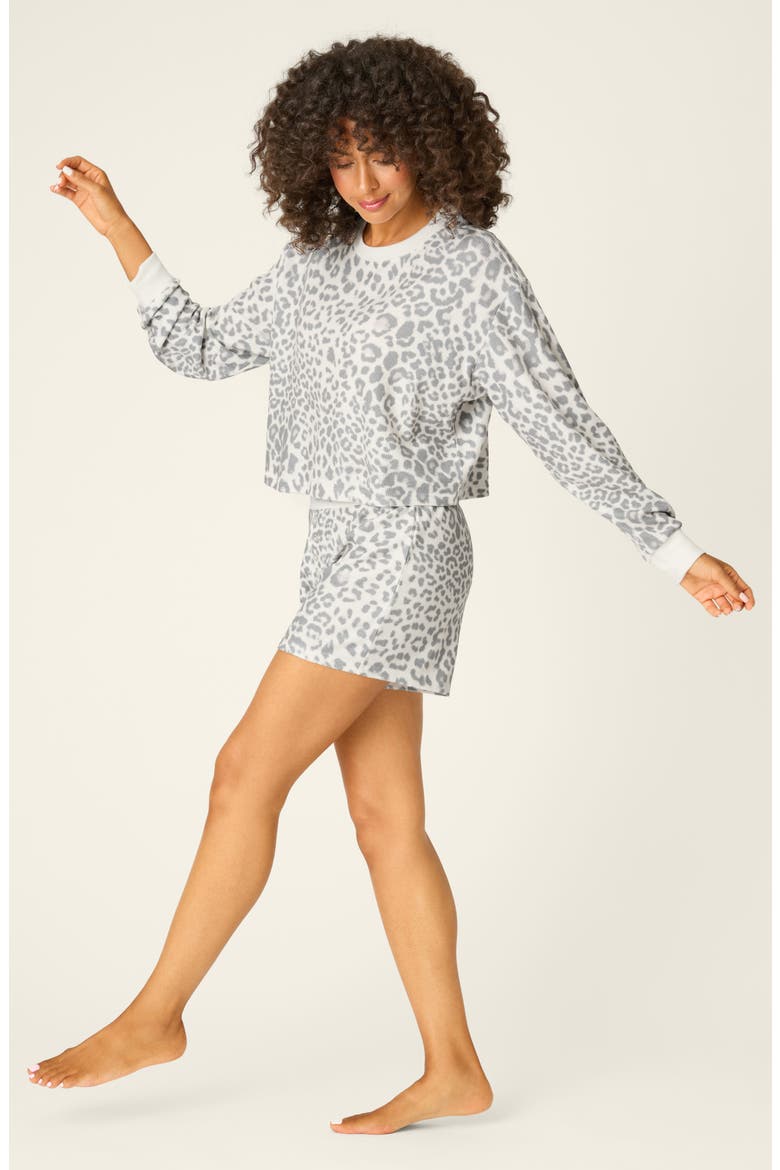 Print Waffle Knit Short Pajamas, Alternate, color, NATURAL