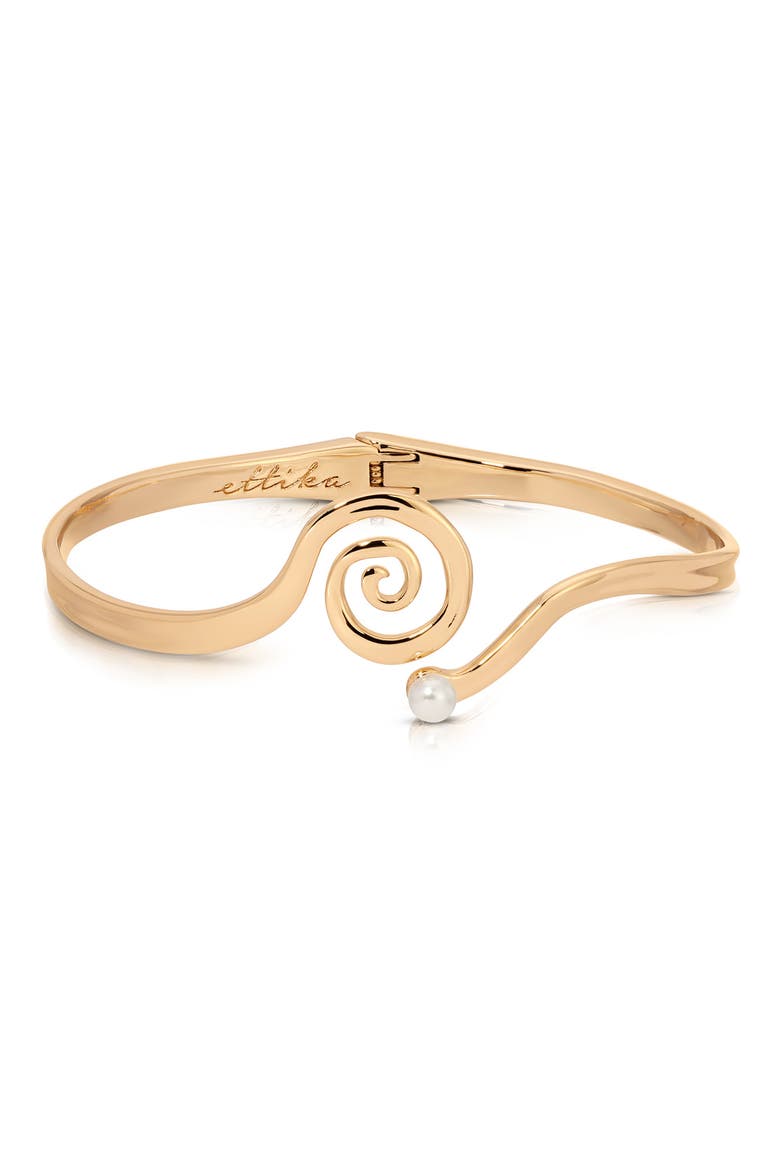 Mini Aura Swirl Cuff Bracelet, Main, color, GOLD