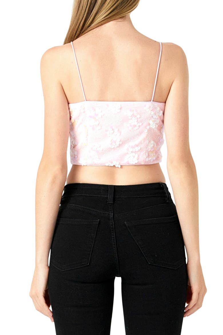 Sequin & Feather Crop Top, Alternate, color, PINK