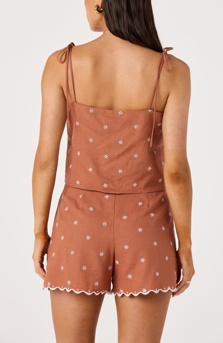 ASTR the Label Justina Embroidered Linen Blend Crop Tank, Alternate, color, Sienna