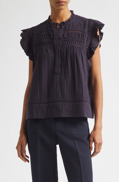 Florie Pintuck Ruffle Top
