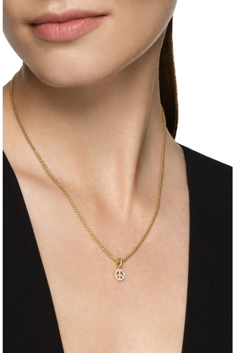 Micro Pavé Peace Sign Enhancer in 18K Yellow Gold with Diamonds, 7.6mm, Alternate, color, DIAMOND