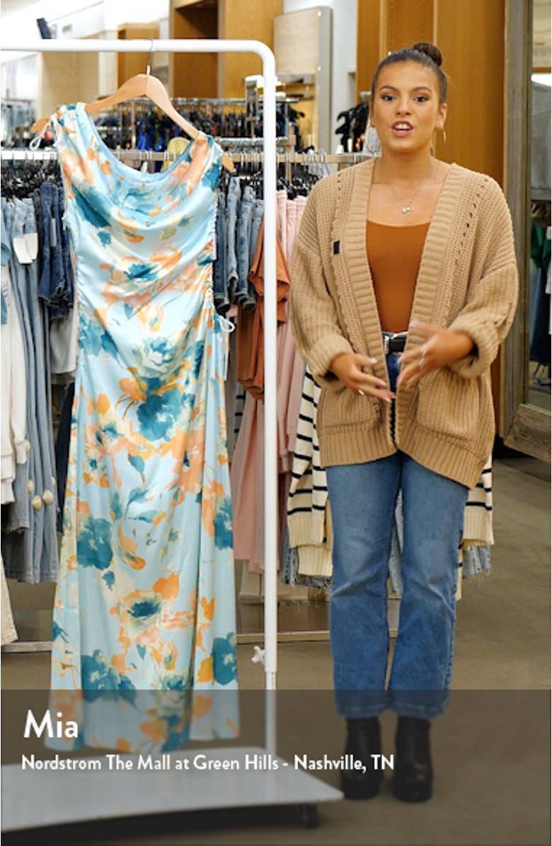 Leighton Floral Print Asymmetric Cutout Dress, sales video thumbnail