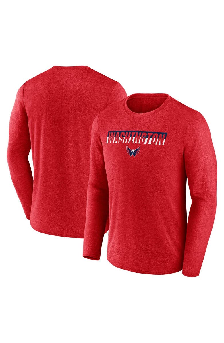 FANATICS Men's Fanatics Heather Red Washington Capitals Transition Long Sleeve T-Shirt, Alternate, color, Heather Red