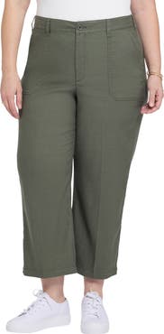 NYDJ Utility Wide Leg Capri Linen Blend Pants