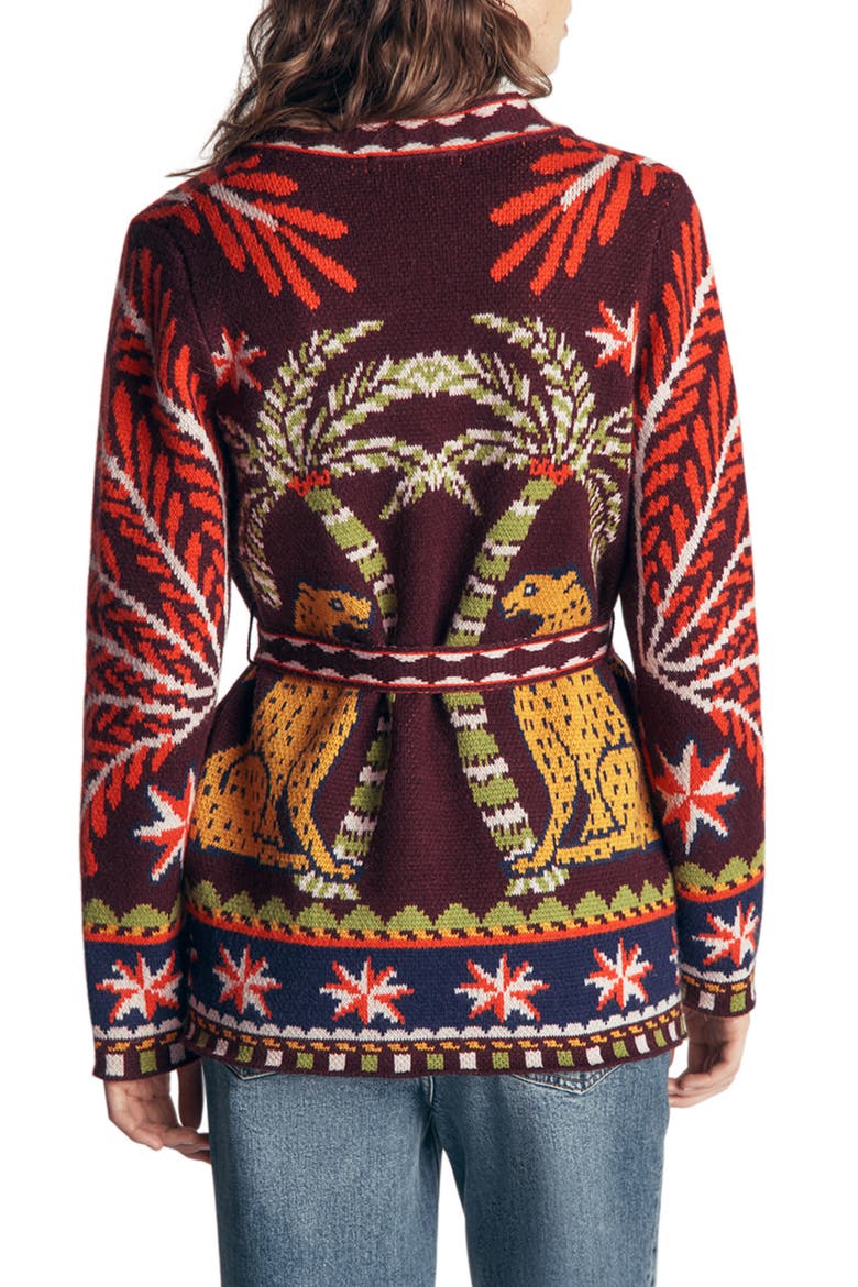 Belted Wrap Cardigan, Alternate, color, DARK CHERRY, PALM