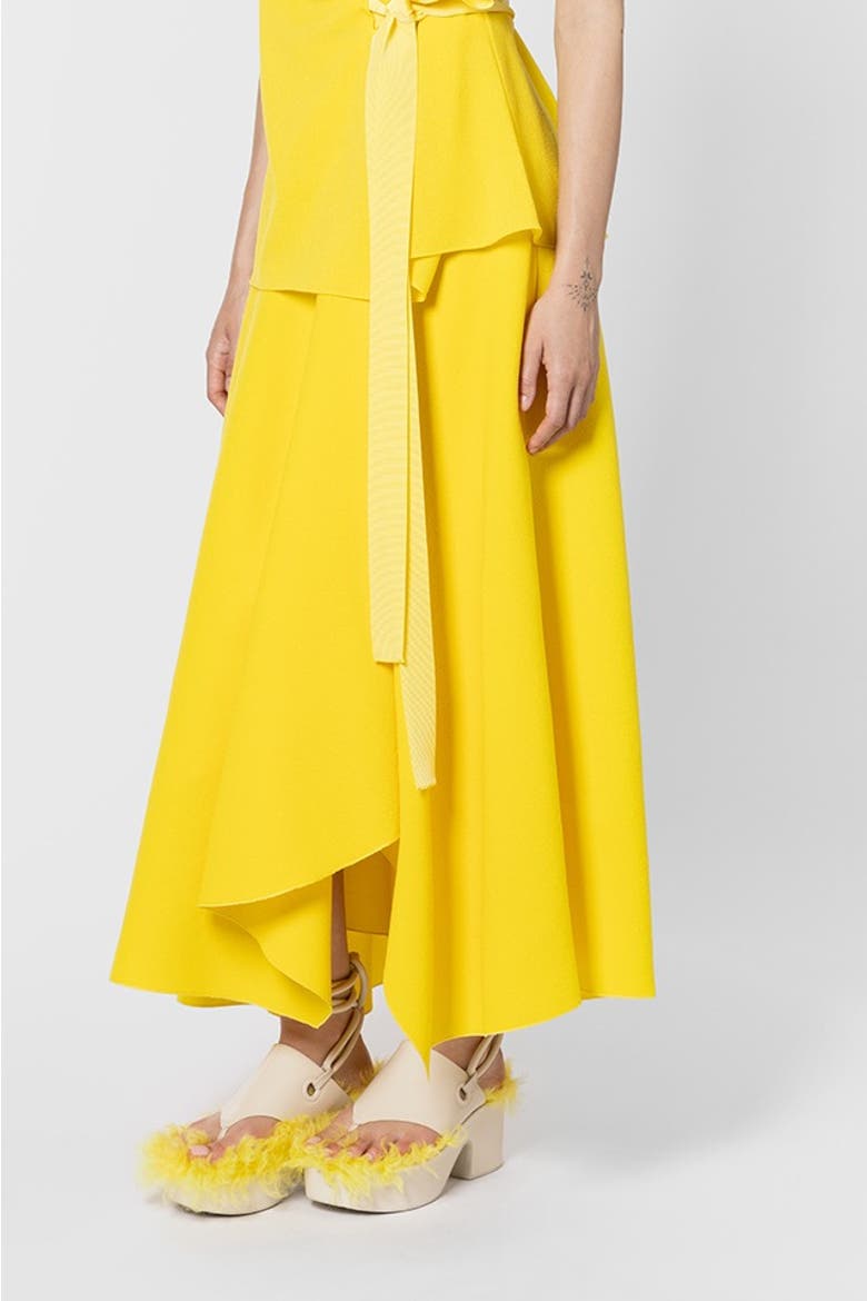 Asha Crepe Midi Skirt, Main, color, Jaune