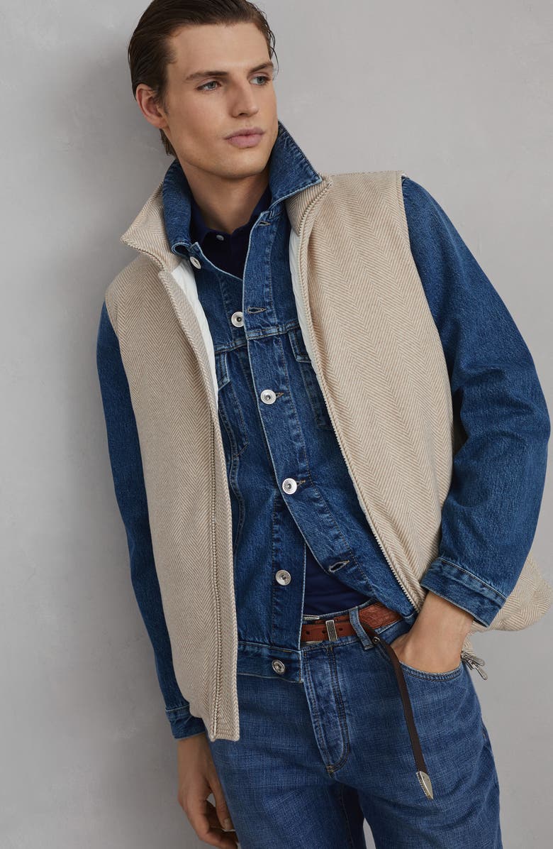 Brunello Cucinelli Chevron down vest, Alternate, color, 