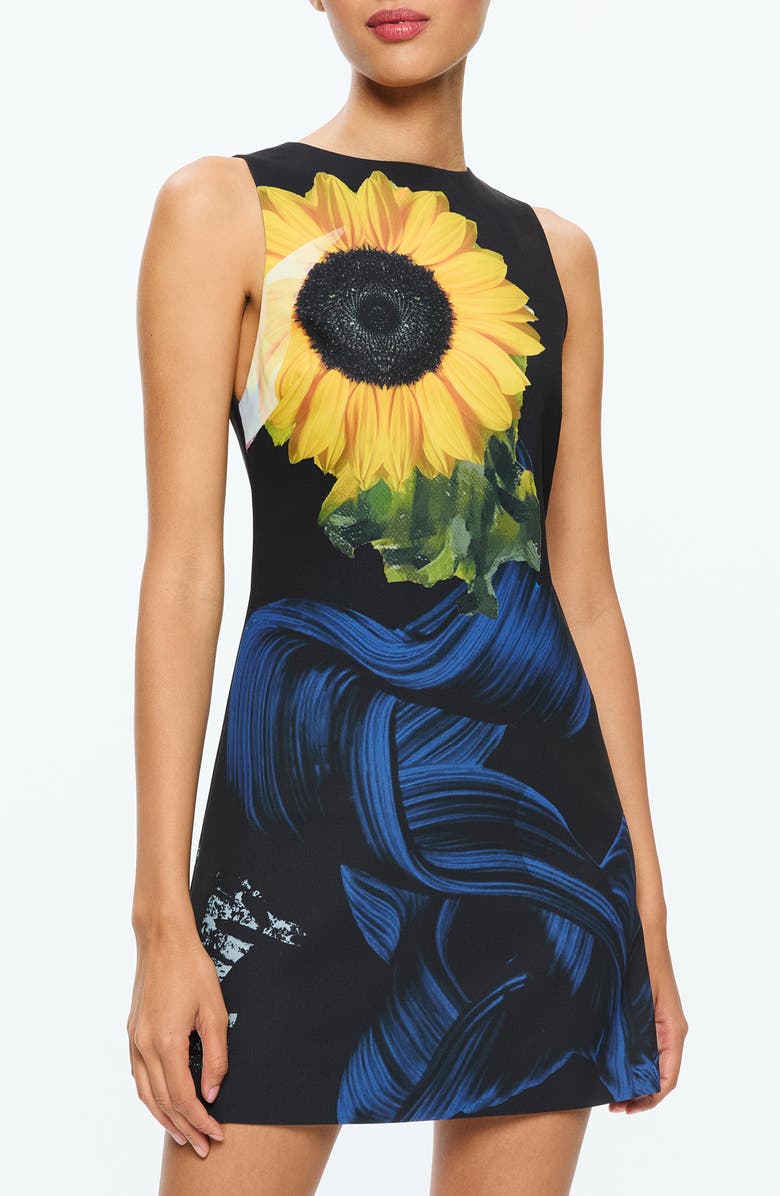 Alice + Olivia Clyde Sleeveless A-Line Minidress, Alternate, color, Azalea Floral