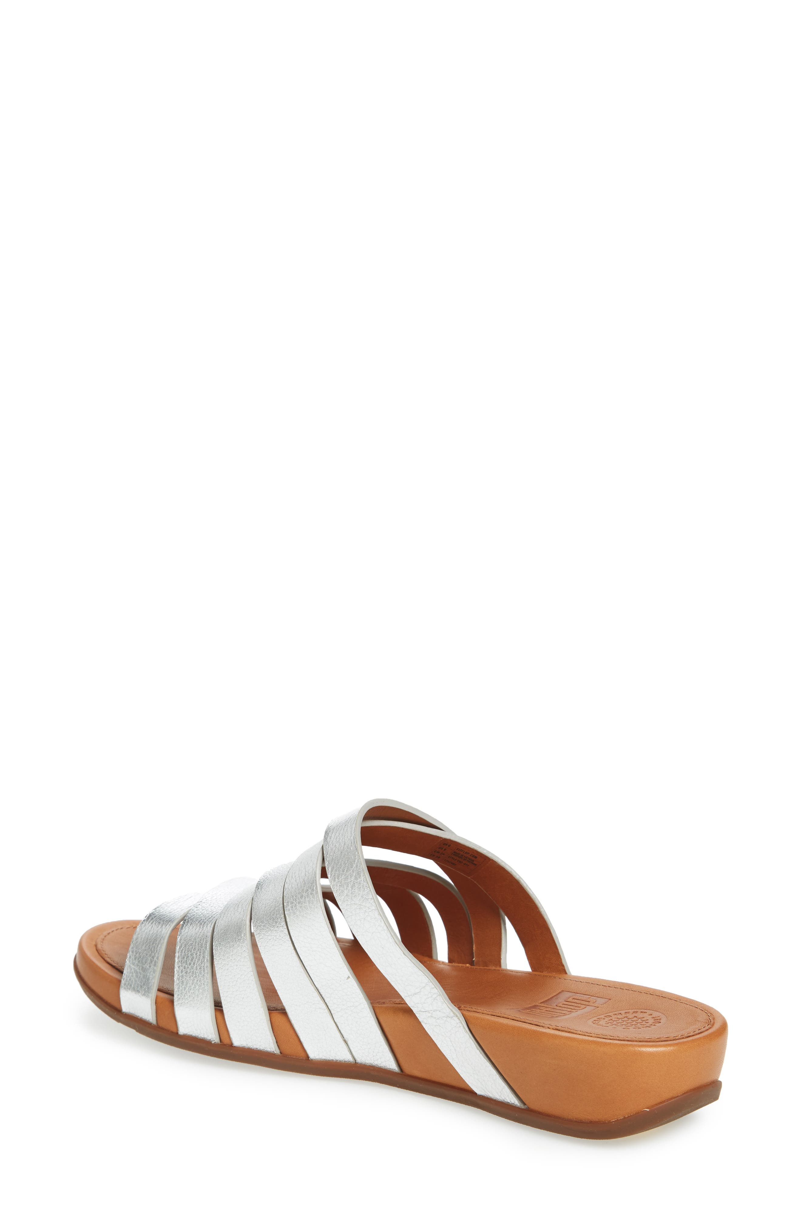 FitFlop™ Lumy Slide Sandal, Alternate, color, SILVER LEATHER